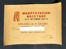 NOCETO PARMA 1933 DIPLOMA MANIFESTAZIONI NOCETANE ARTIGIANATO MM 480 X336