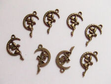  10pz charm ciondolo  fatina luna  stella 25x15mm colore bronzo