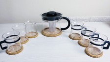 Set BODUM Bollitore Lattiera Tazze caffe' Tè vetro Vintage '80 Picard Star Trek