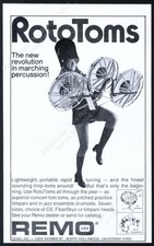 1977 Remo RotoToms marching band woman drummer photo vintage print ad