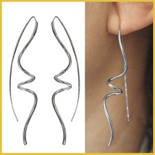 Orecchini in ORO Bianco 18 kt 750 Pendenti Lunghi a Spirale Vortice da Donna