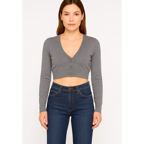 Cardigan donna grigio corto - grigio,