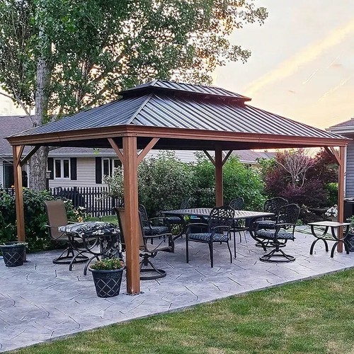 Hardtop gazebo wood finish - gazebo,,