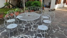 Set Mobili Da Giardino TAVOLO SEI POLTRONCINE UNA PANCHINA Ferro Modernariato