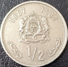 MAROCCO MONETA MEZZO DIRHAM 1987 CIRCOLATA