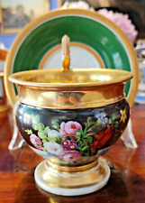 SEVRES NAPOLI GRANDE TAZZA DA CIOCCOLATO NATURA MORTA FIORI  E ORO CARLO X