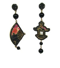 Orecchini Ventaglio Argento Mini Nero