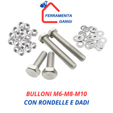 VITI BULLONI 8.8 IN ACCIAIO ZINCATO TESTA ESAGONALE COMPLETI DADI E RONDELLE