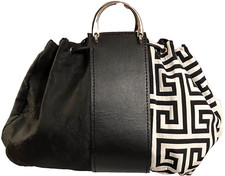 Bengiavì Borsa Artigianale tessuto/ecopelle Bianca/nera Handcrafted Italian Bag