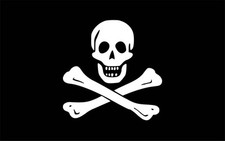 SET 6 ADESIVI BANDIERA NERA JOLLY ROGER BLACK FLAG STICKERS PIRATI VINILE VINYL