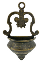 Acquasantiera in ottone brunito da muro parete appendere chiesa casa