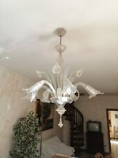 Lampadario in vetro di Muramo originale anni ciquanta 6 luci lungo 90 cm