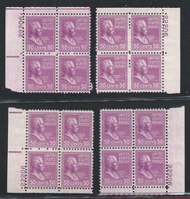 1938 USA, n. 619 50 c. lilla MNH/** 4 QUARTINE