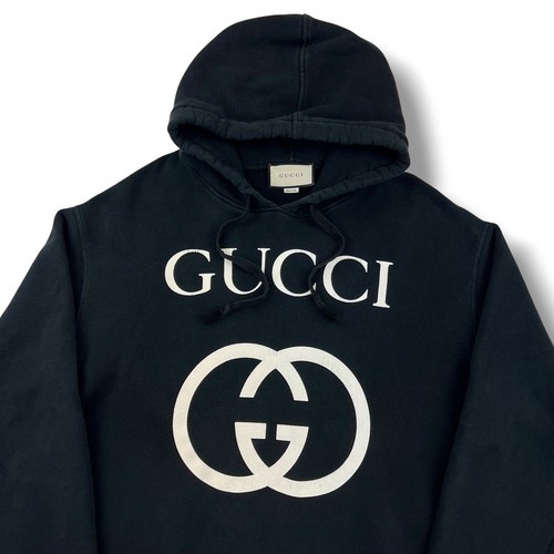 Felpa nera con cappuccio gucci - con,