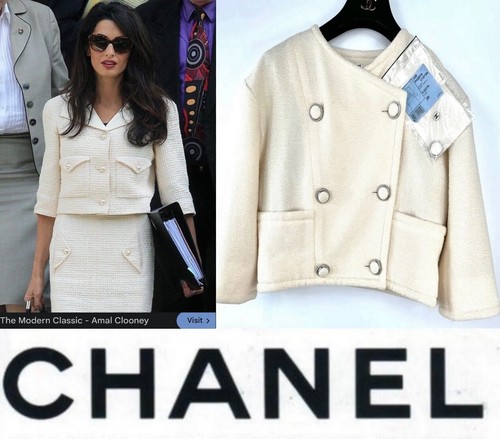 Giacca tweed bianco avorio