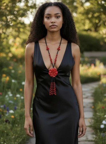 Collana lunga perline nere - , e