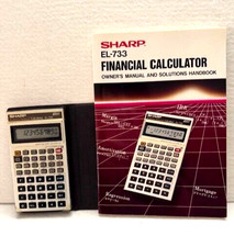 SHARP Calcolatrice Finanziaria Aziendale EL 733 con Custodia e Manuale Soluzioni Libro