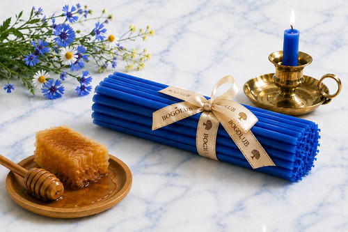 Candele blu 20 cm cera - pz.,