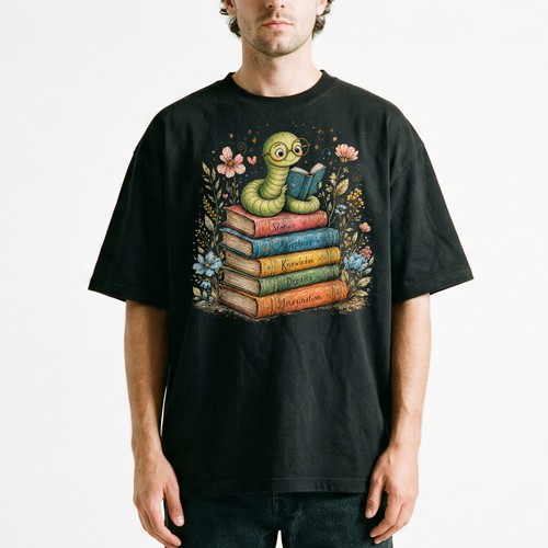 Maglietta carina bookworm - maglietta,