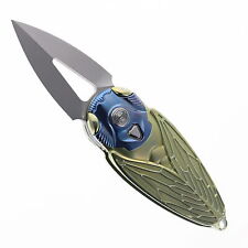 Coltello Rike Cicada Flipper coltello pieghevole manico oro M390 bordo liscio RK-Cicada-G