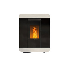 KLOVER STUFA A PELLET DIVA AIR 9 KW CON FRONTALE IN PIETRA BIANCA CM 90X27X113H