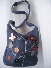 BORSA SACCA A SPALLA LANA COTTA FIORI FIORELLINI COCCINELLE ETNICO NEPAL
