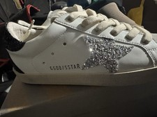 Scarpe Golden Goose Super-Star Donna stella argento tallone glitter marroni