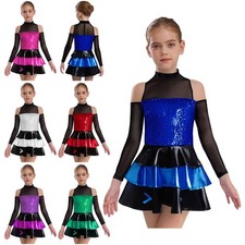 Abbigliamento da ballo per bambini ragazze abito da performance a strati body con volant tango rave jazz