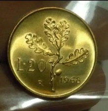 REPUBBLICA ITALIANA 20 LIRE 1968 FIOR DI CONIO UNCIRCULATED