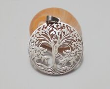 1pz charm ciondolo albero della vita in acciaio inox 35mm colore argento scuro
