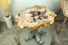 Splendido tavolino (o tavolino) in cristallo con raro geode di ametista rosa
