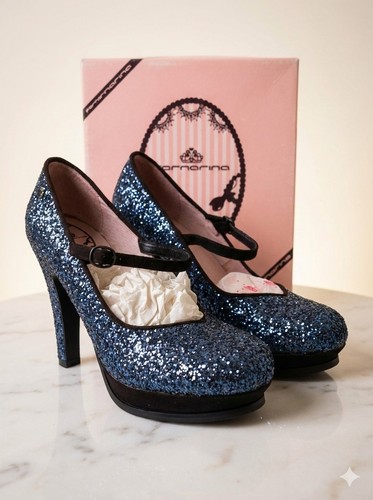 Fornarina glitter heels blue - heels,