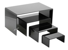 SAFE 1 ESPOSITORE NERO LUCIDO A PONTE PER MINERALI FOSSILI CRISTALLI A SCELTA 