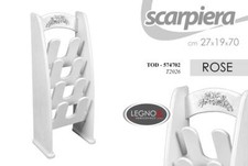 MOBILE COLONNA PORTA SCARPE SCARPIERA LEGNO DECO ROSE SHABBY CHIC h70*27*19