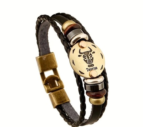 Bracciale zodiaco simil cuoio - bracciale,