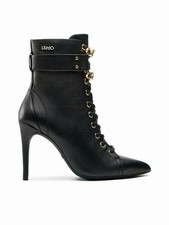 Stivaletti con tacco by Liu Jo, in pelle, applicazioni, brand logo, nero, N.42