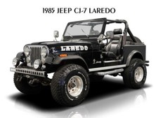 Jeep CJ-7 Laredo 1985 colore nero NUOVA insegna in metallo: 9x12" e spedizione gratuita