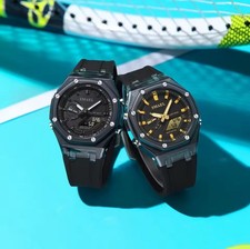 Orologio Square Octagon Royal Cinturino Gomma  Oak Quarz Fashion Blue Tiffany