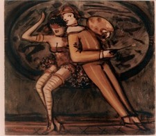 SALVATORE MARCHESE OLIO SU TELA  45 X 50 " TEATRINO MARIONETTE" 