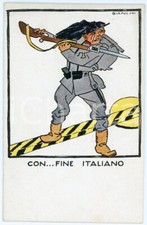 1915 ca WW1 Artista BIANCHI Bersagliere con baionetta - Cartolina ILLUSTRATA FP
