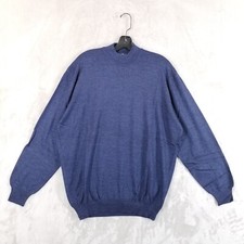 Maglione Gran Sasso Uomo XXL Blu 100% Lana Finto Collo Italia Leggero Outdoor
