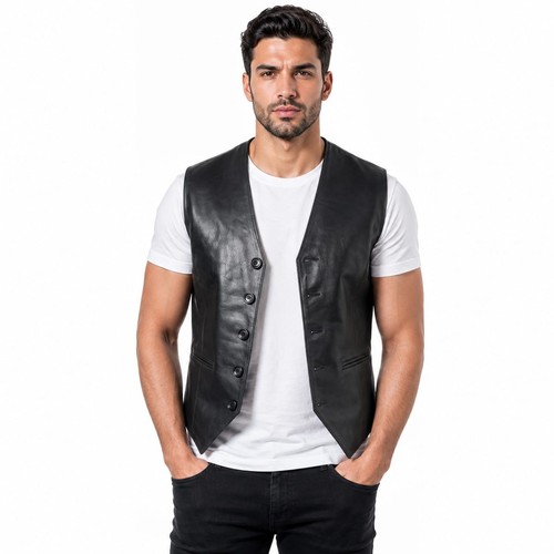 Gilet uomo nero giacca - , pelle