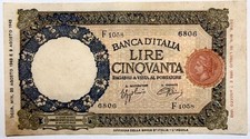 ITALY 50 Lire Banknote Lupetta