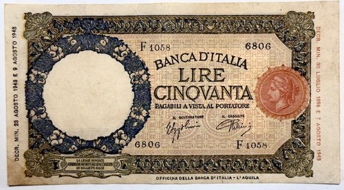 Italy lire banknote lupetta - lire,