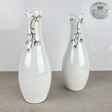 Vaso in porcellana portafiori vintage Coppia vasetti stretto monofiore con fiori