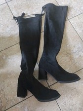 Stivali Neri Lunghi Da Donna Scamosciati Tacco Al Ginocchio