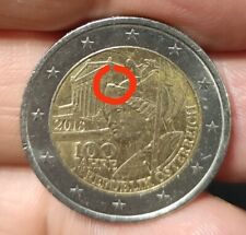 100 jahre Republik österreich Austria 2 euro commemorativa 2018 con difetto di c