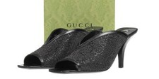 NUOVI SANDALI GUCCI LUXURY NERI GG CRISTALLI SCARPE 38/US 8