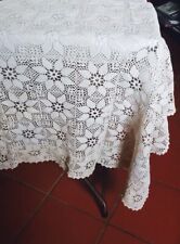 Copritavola fatto a mano uncinetto vintage colore bianco 