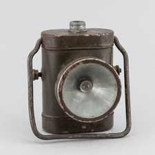 Torcia Pila militare portatile paraluce bicicletta con manico e gancio antica